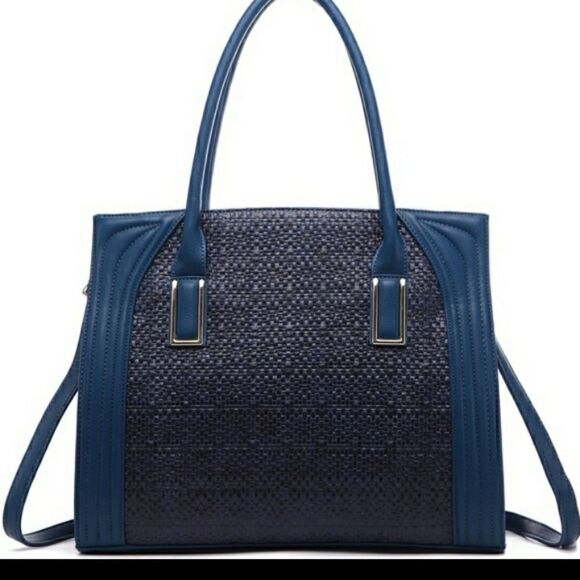 Pink Haley Dariela Weave Large Structured Tote bag #16224 in Blue - Picture 1 of 2